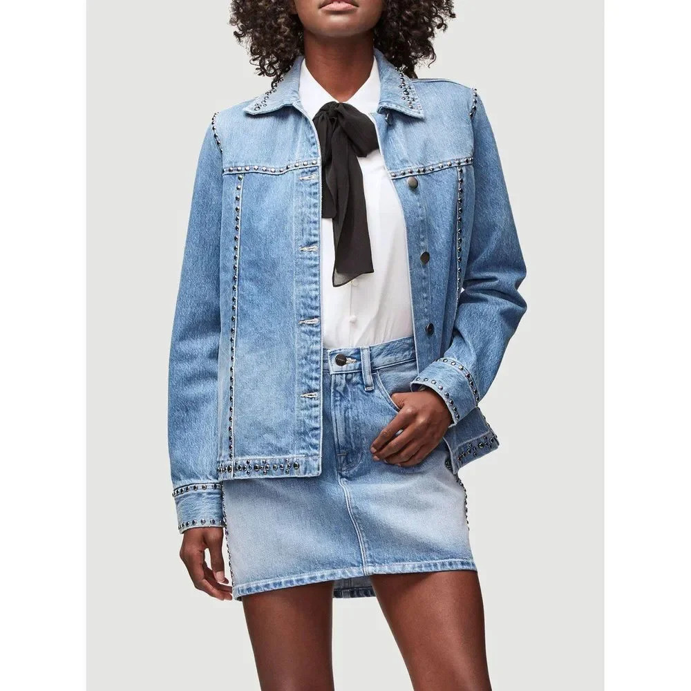 Frame Le Studded Motif Jenning Blue Denim Jacket